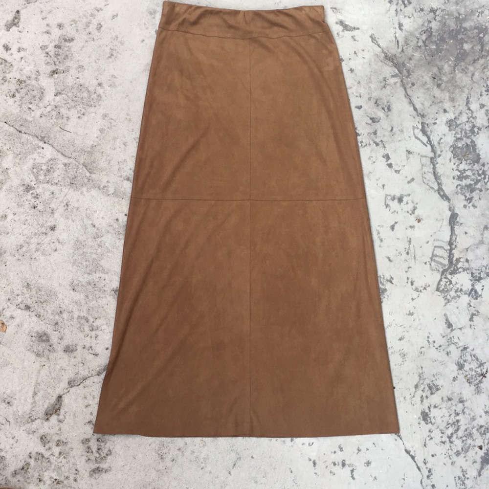 MAXI SUEDE FLARE SKIRT